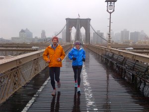 Running across the Brooklyn Bridge